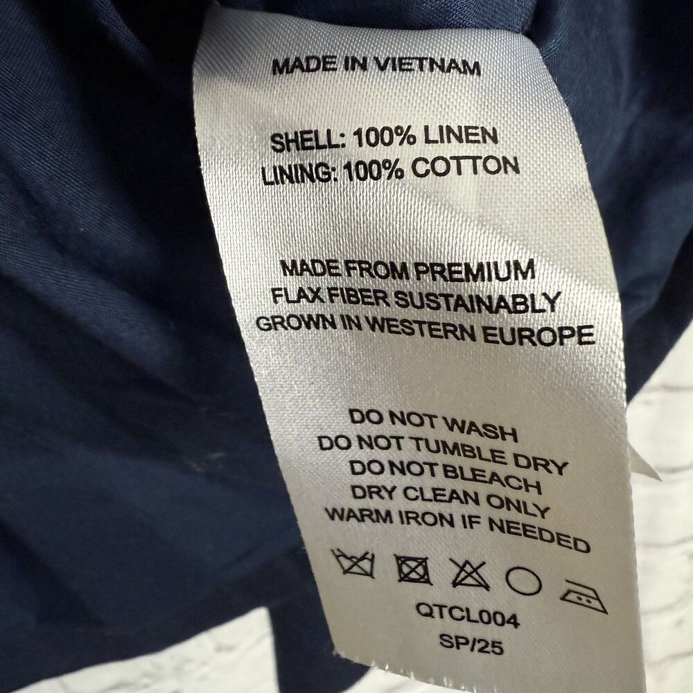 QUINCE European Linen Structured Blazer Jacket Women L Deep Navy Minimalist - Picture 12 of 14